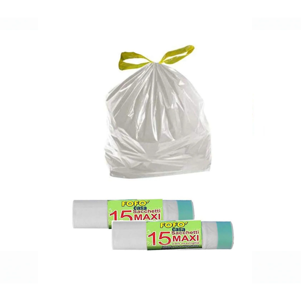 BLUE GARBAGE BAG Roll 15 pcs Size MAXI CM.70x75 WITH HANDLES for IRPOT ECOPLAST DUSTBIN 28 LT 35 LT