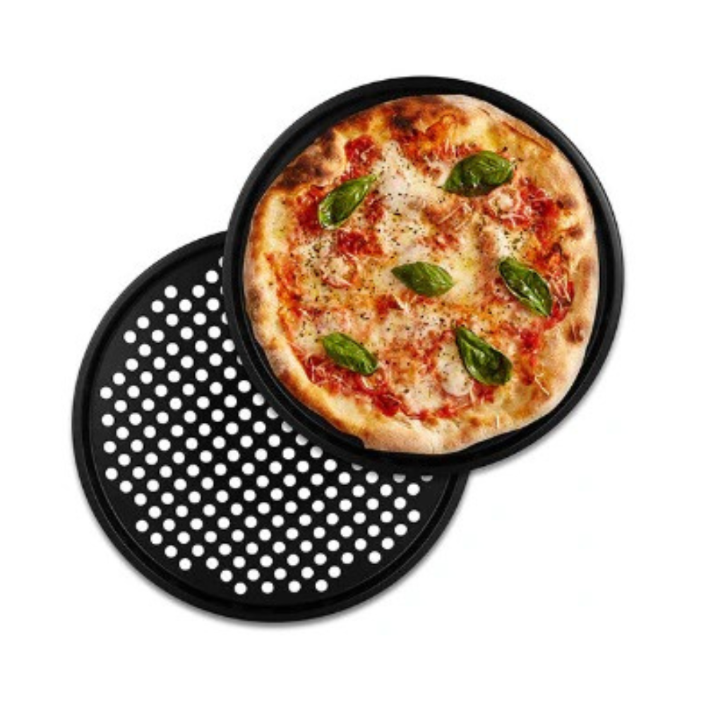 Set 2 Teglie Pizza Ø 32 cm. Antiaderenti con Fori Aerazione