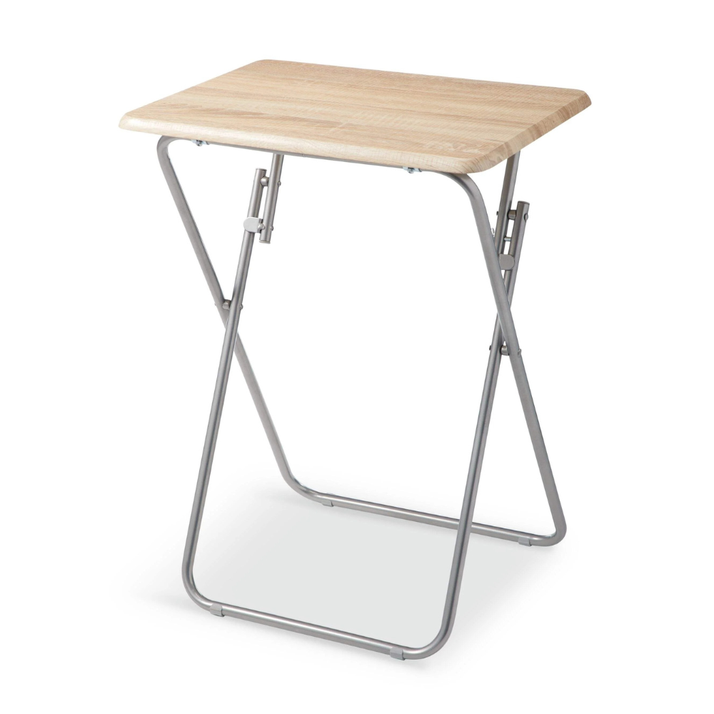 Tavolo Pieghevole 66x48x38cm Legno Argento Salvaspazio