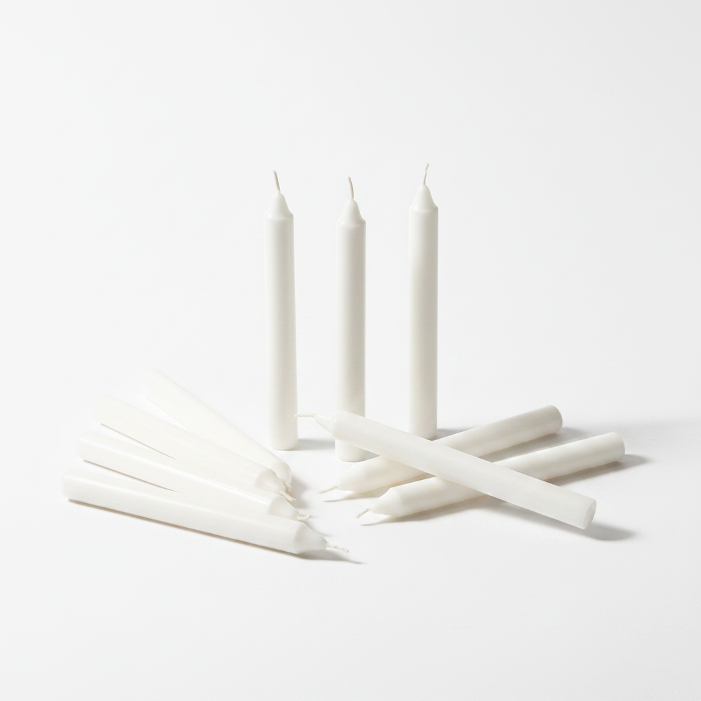 Bougies blanches en cire stéarique, paquets de 10/50/100 pièces
