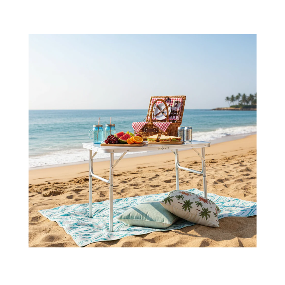 Tavolo Pieghevole Alluminio 75x55cm Regolabile Campeggio