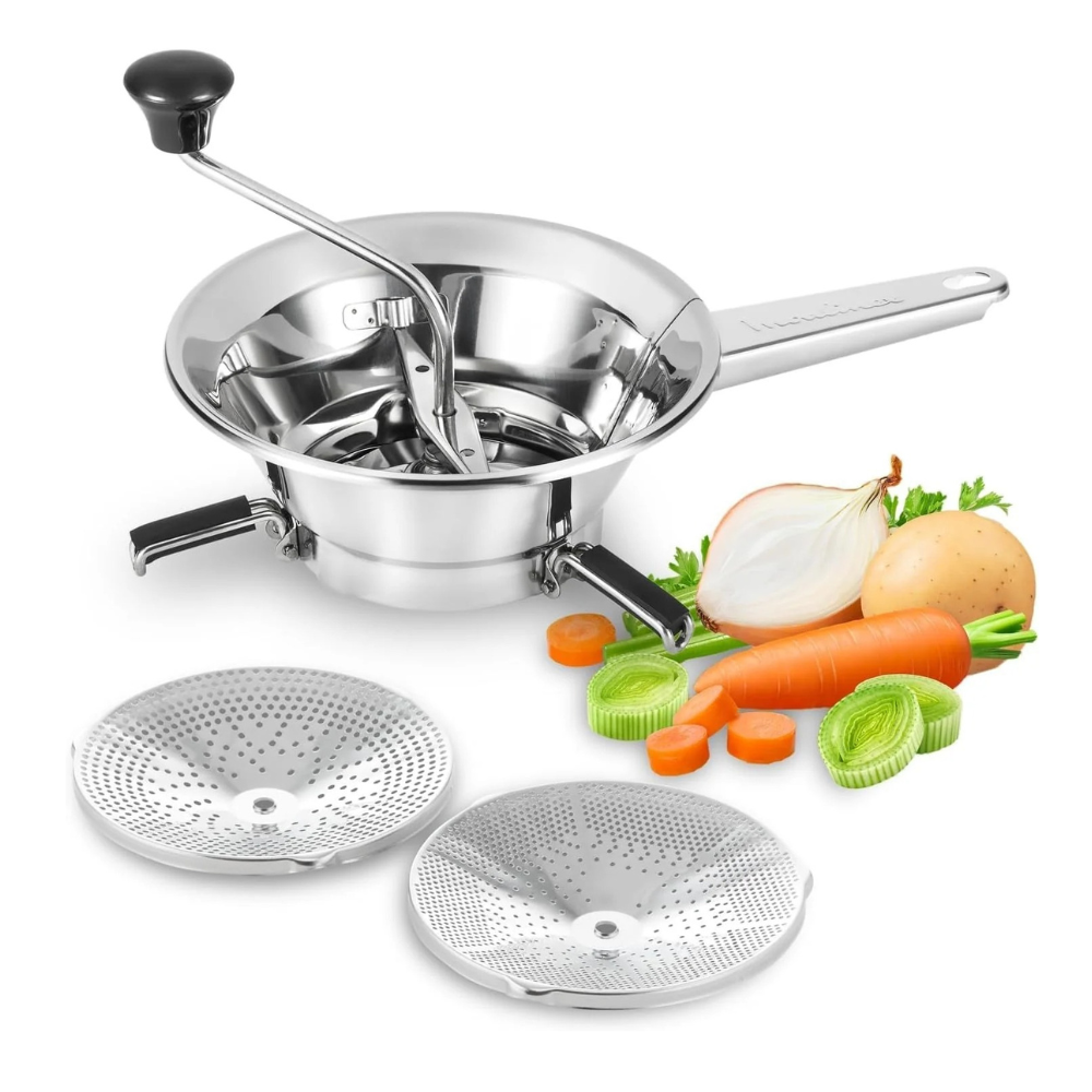 Passaverdure Inox diam. 20 cm con 3 Dischi in Acciaio Inossidabile inclusi