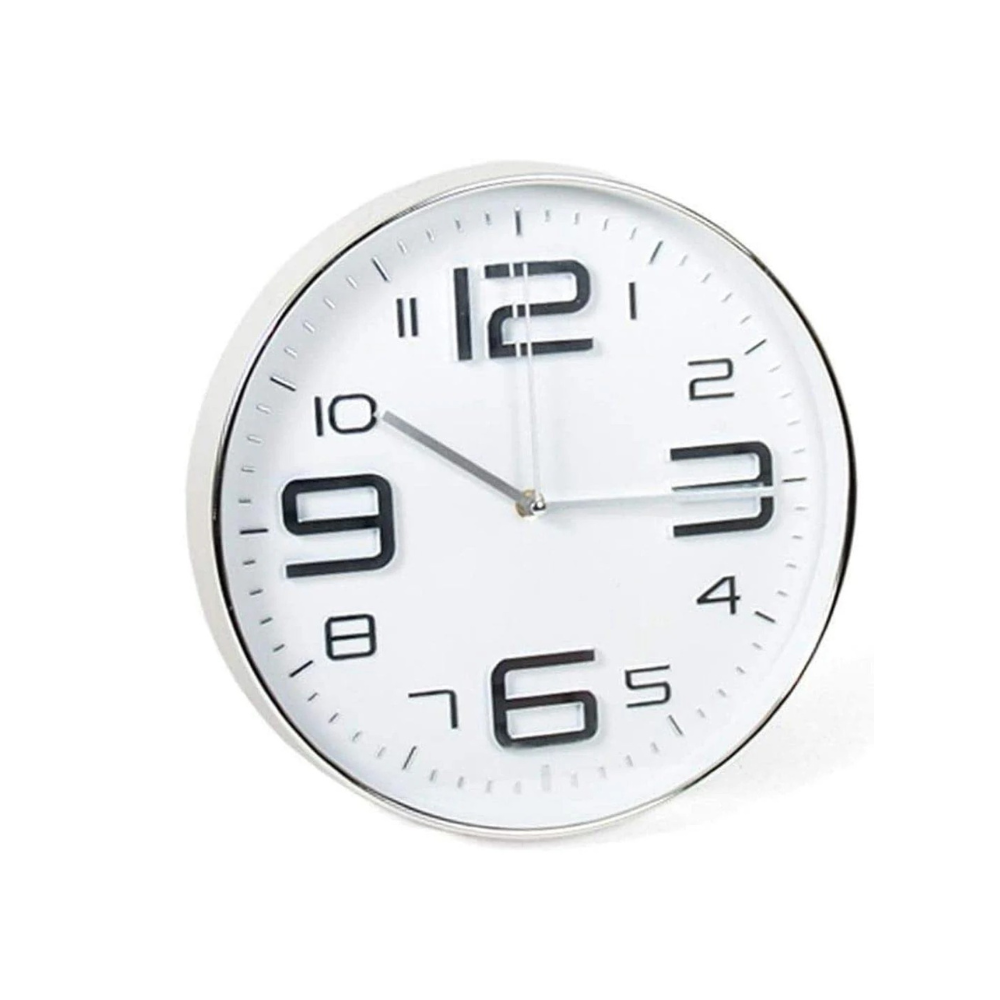 BAKAJI Round Wall Clock Quick Easy Hook Elegant Modern Design with Large Numbers Mixed Assortment Easy to Read Decor for Home Office Versatile Dimensions 30.5 cm
