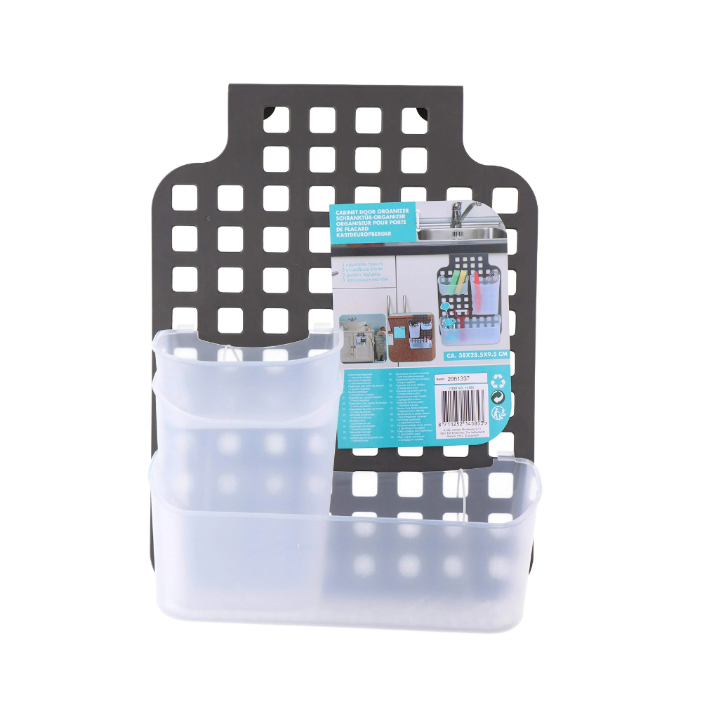 Lifetime Cabinet Door or Door Hook Storage Organizer Bathroom Kitchen Space Saver with 3 Compartments Size 38 x 28.5 x 9.5 cm