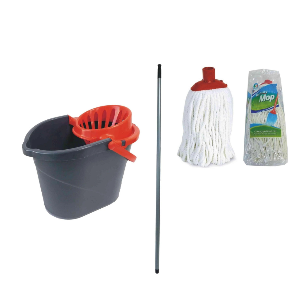 OVAL BUCKET + MOP WRINGER + MOP + HANDLE