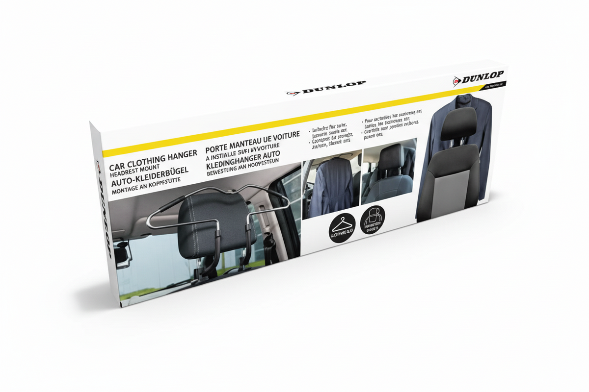 Appendiabiti Auto Dunlop  - Gruccia Universale per Poggiatesta in Acciaio Cromato