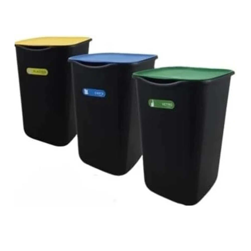FERCASASHOP® | Set of Separate Waste Bins, Indoor and Outdoor Bins and Trashes for Practical and Organized Waste Separation (Basic || 3 Bins)
