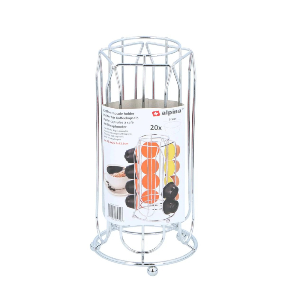 Coffee Capsule Holder Stand, Metal, 20-Position Vertical Dispenser