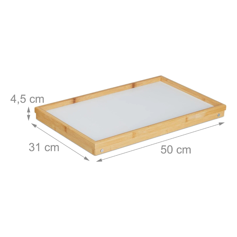 FERCASASHOP - Bed Tray, Armchair Tray, Folding Bamboo Tray, Breakfast Tray, with Folding Legs, Natural Color, Brown, 31x50x23.5 cm