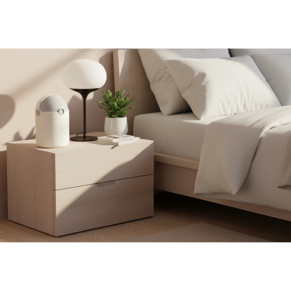Cestino Scrivania Bianco Coperchio Basculante Alpina 12cm