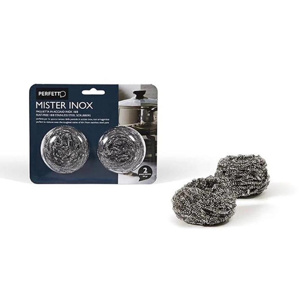 Perfect Stainless Steel Sponge Mister Inox Set - 2 Pieces Weight - 20 Grams, Multicolor, One Size