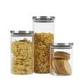 Ensemble de 3 bocaux en verre hermétiques avec couvercle en métal 650 ml, 950 ml et 1400 ml - Récipients de cuisine
