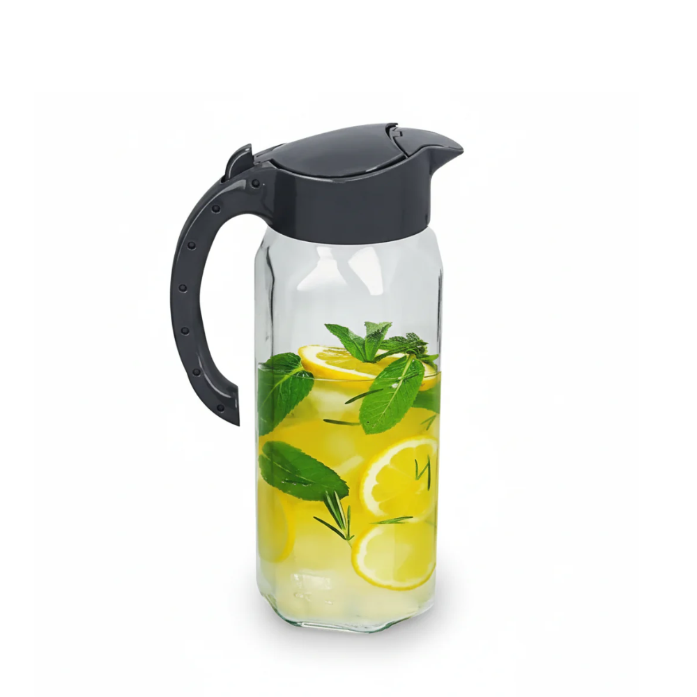 1.5L GLASS CARAFE WITH PLASTIC LID 3 COLORS