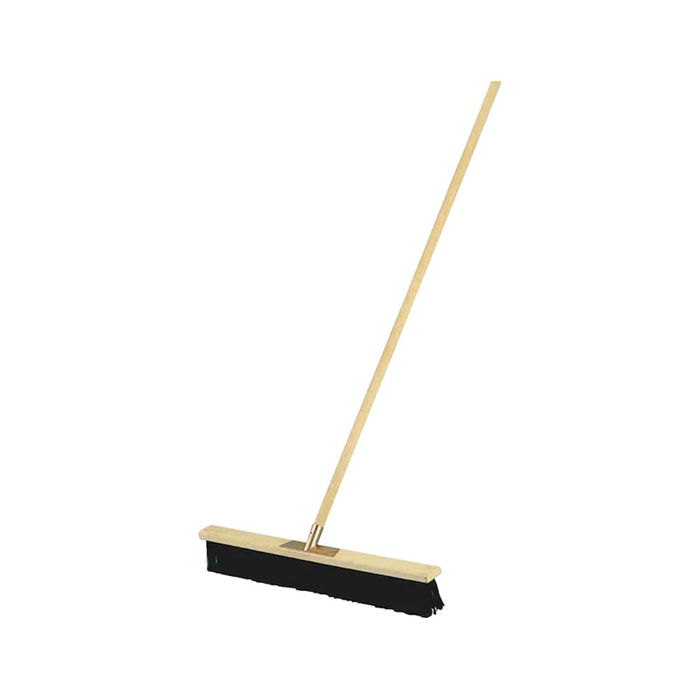 Balai industriel en PVC de 60 cm avec manche en bois de 150 cm de diamètre et 28 mm de hauteur - Pour grandes surfaces extérieures