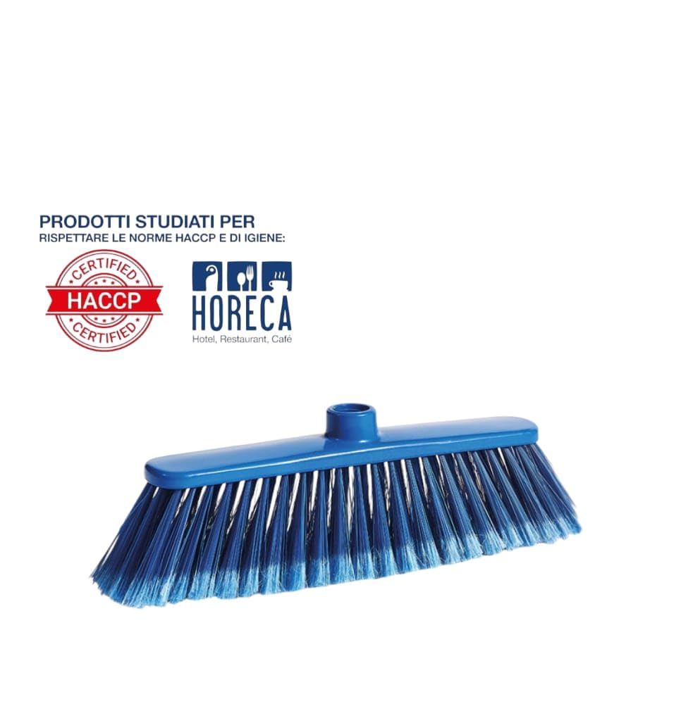 Fercasashop Blumarea Broom, Floor Cleaning - Tiles, Concrete, Nylon, Blue Color, Professional, for Hotels and Restaurants complete with aluminum handle 140 cm