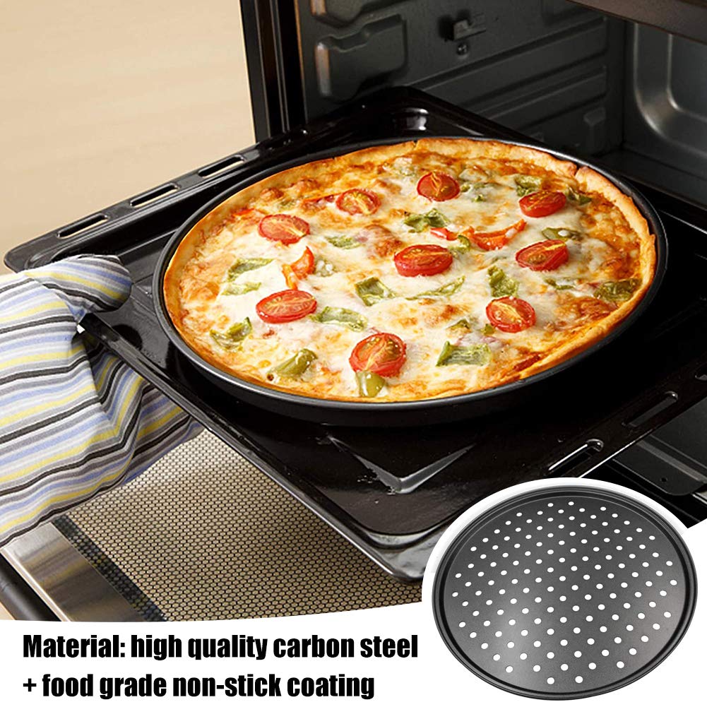 Set 2 Teglie Pizza Ø 32 cm. Antiaderenti con Fori Aerazione