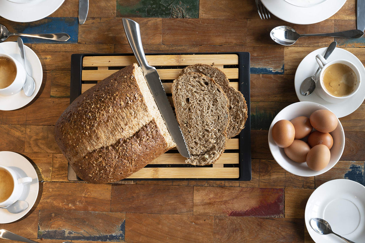 Bamboo Bread Board with Crumb Tray 38 x 27 cm