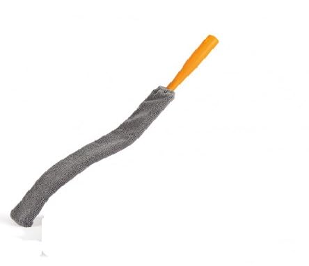 Piumino Flessibile in Microfibra, 44 cm, con Panno di Ricambio, Grigio e Arancione