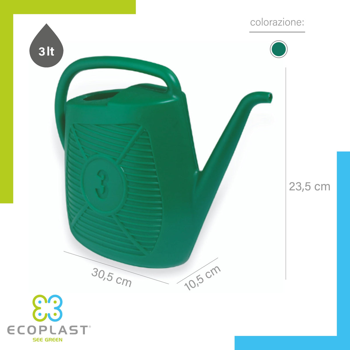 Annaffiatoio Ecoplast 10L con Doccetta Made in Italy