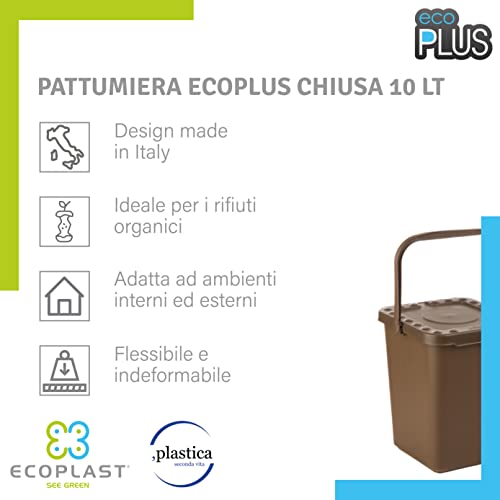 Pattumiera per Rifiuti Organici 10 lt Chiusa -Ecoplast