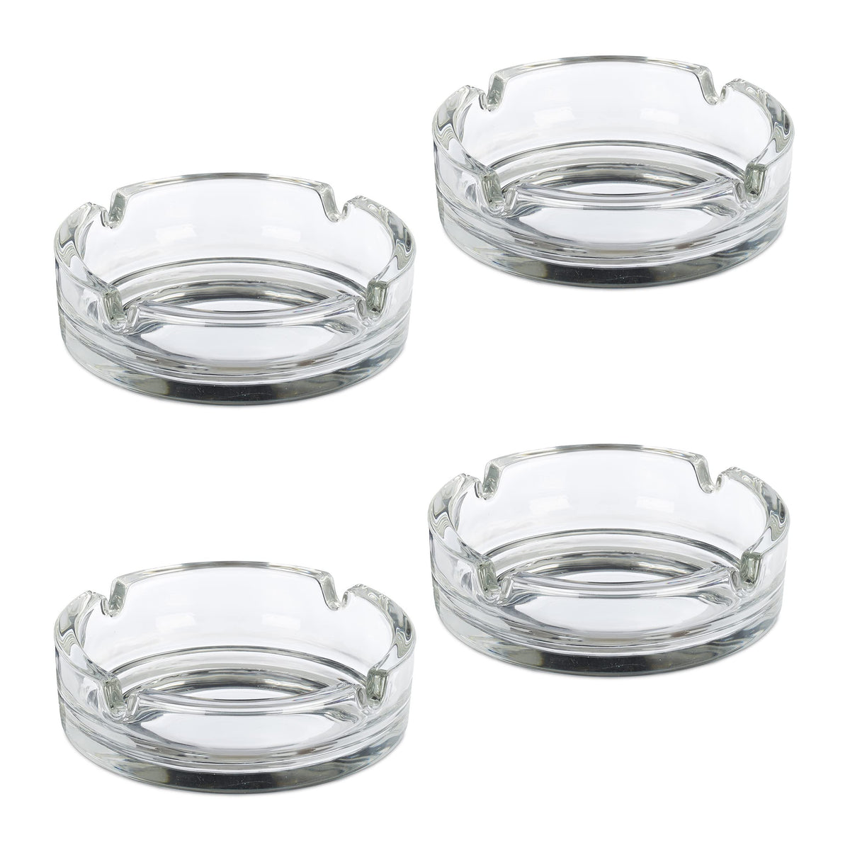 Set 4 Posacenere Vetro Ø11cm Trasparenti 4 Incavi