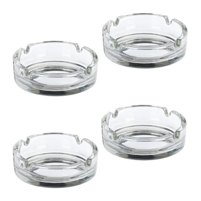 Set 4 Posacenere Vetro Ø11cm Trasparenti 4 Incavi