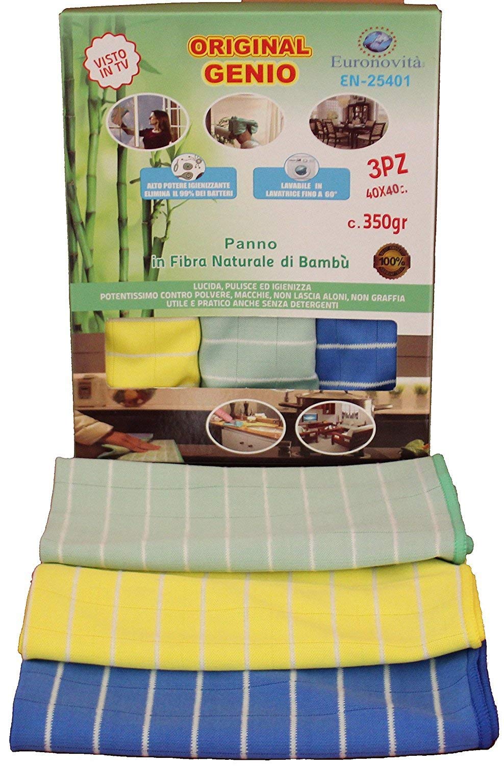 Set 3 Panni Bambù 40x40cm - Ultra Assorbenti Ecologici