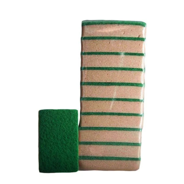 Éponges abrasives professionnelles double face - Lot de 10 pièces, vertes et beiges, 90 x 140 mm