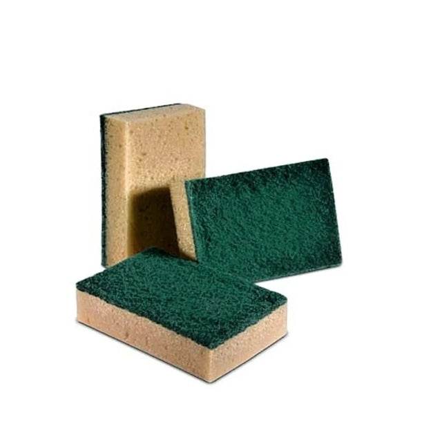 Éponges abrasives professionnelles double face - Lot de 10 pièces, vertes et beiges, 90 x 140 mm