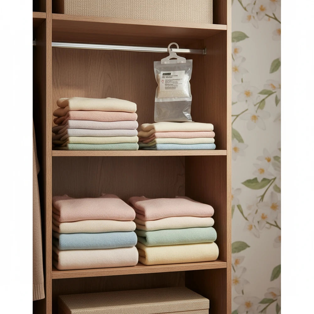 Deumidificatore per Armadio con Appendino | 12 Pz × 230g – Neutro, Jasmine, Muschio Bianco