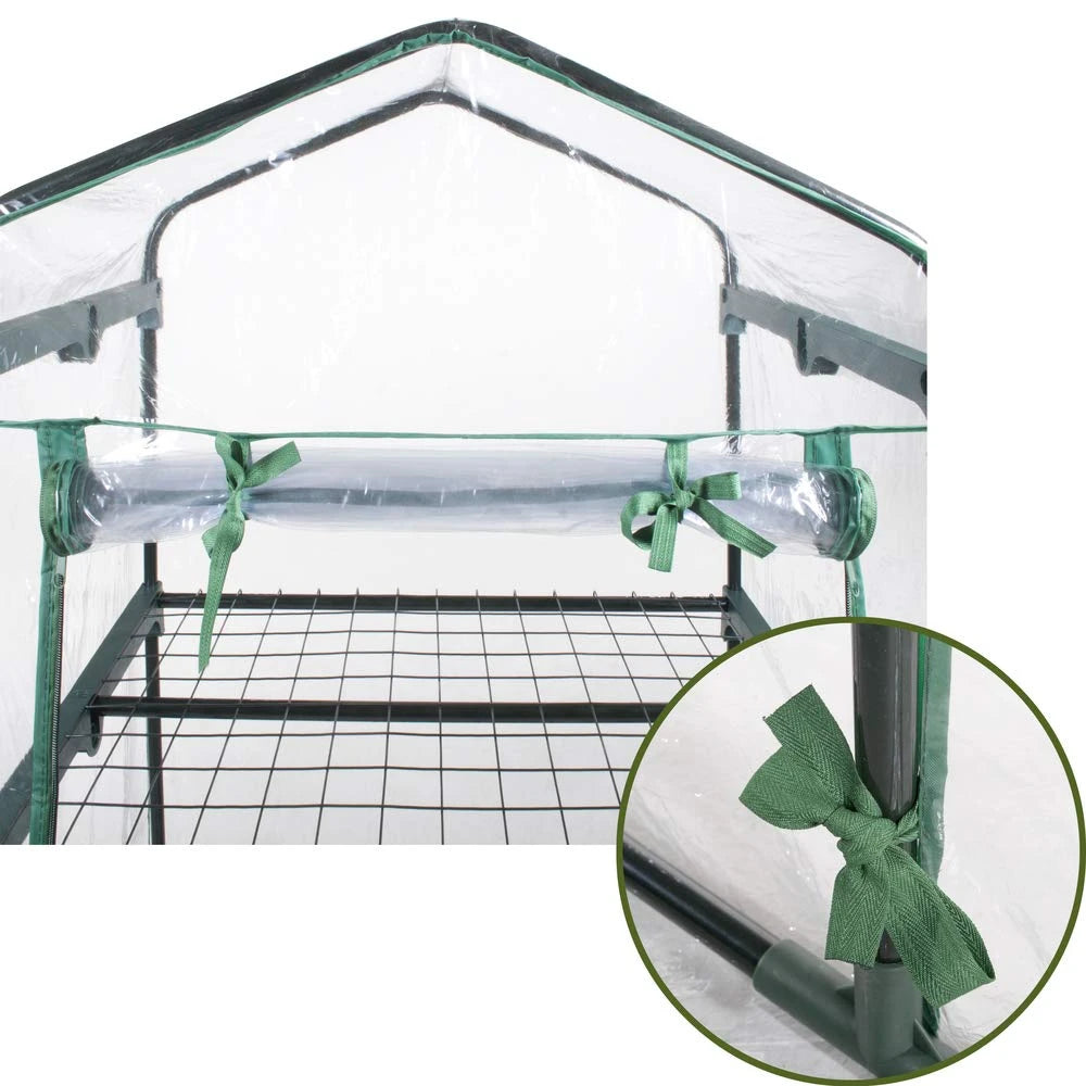 Serra da giardino portatile a 4 ripiani 158 × 68 × 50 cm con porta arrotolabile