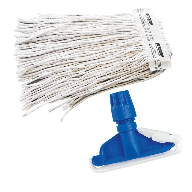 3-piece replacement kit for professional cotton mop with band, 400g, + 1 mop clip, white