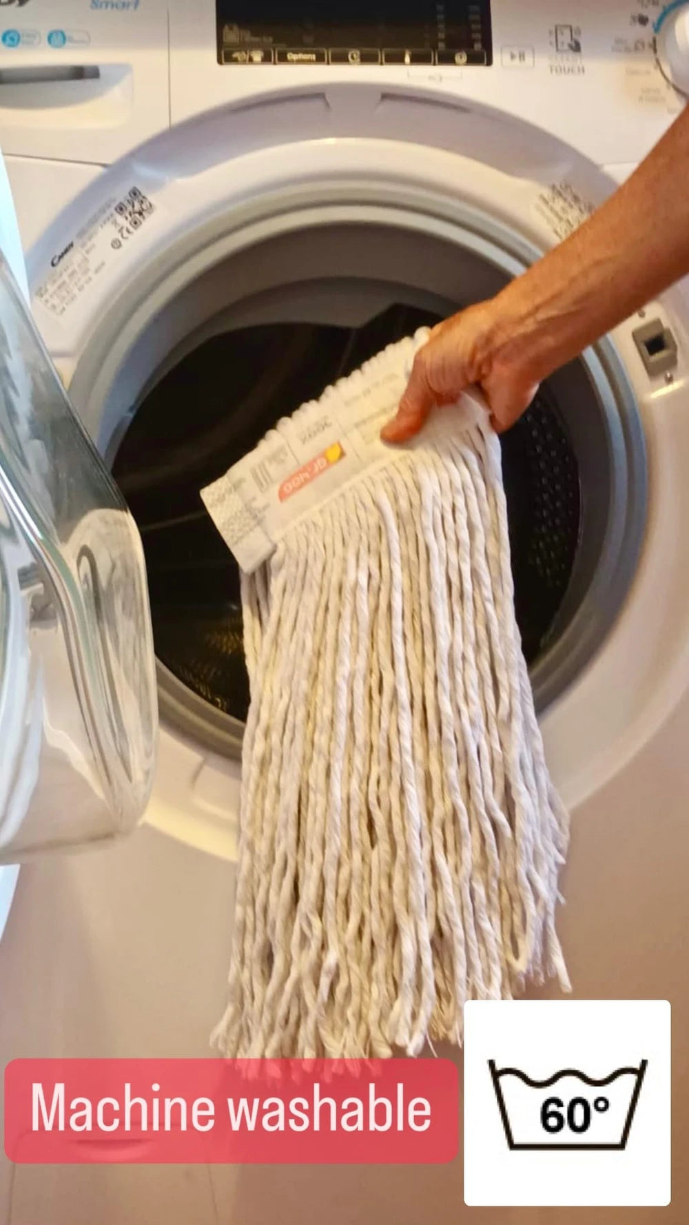 Kit de rechange 3 pièces pour balai à franges professionnel en coton avec élastique, 400 g, + 1 pince pour balai, blanc