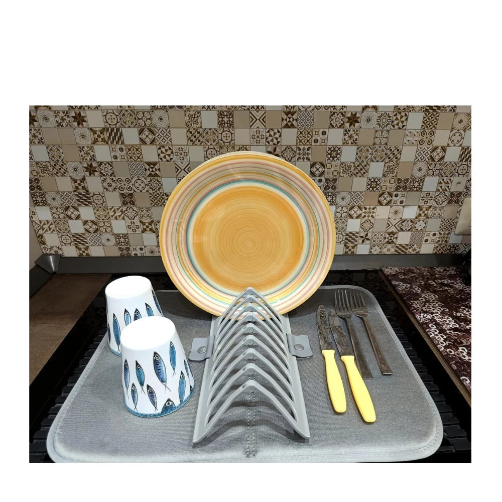Égouttoir à vaisselle en microfibre avec grille 46 x 36 cm, triple couche absorbante - Lavable