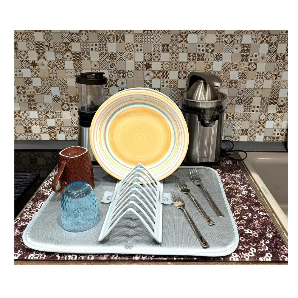 Égouttoir à vaisselle en microfibre avec grille 46 x 36 cm, triple couche absorbante - Lavable