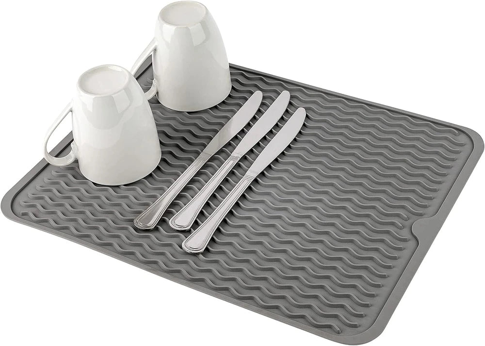 Tappetino Scolapiatti in Silicone – Sgocciolatore da Lavello Grigio