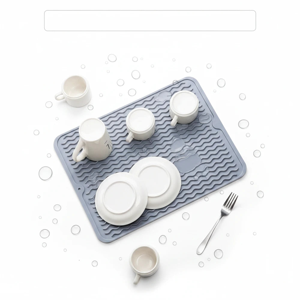 Tappetino Scolapiatti in Silicone – Sgocciolatore da Lavello Grigio