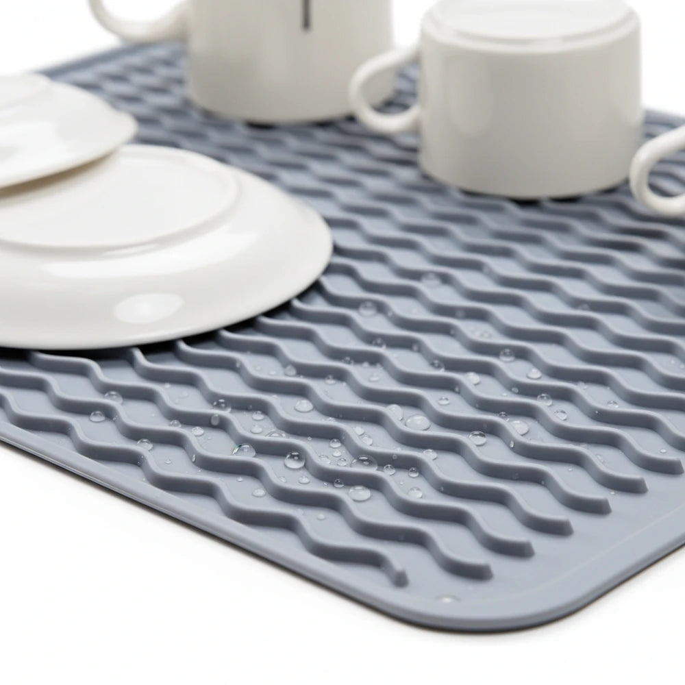 Tappetino Scolapiatti in Silicone – Sgocciolatore da Lavello Grigio