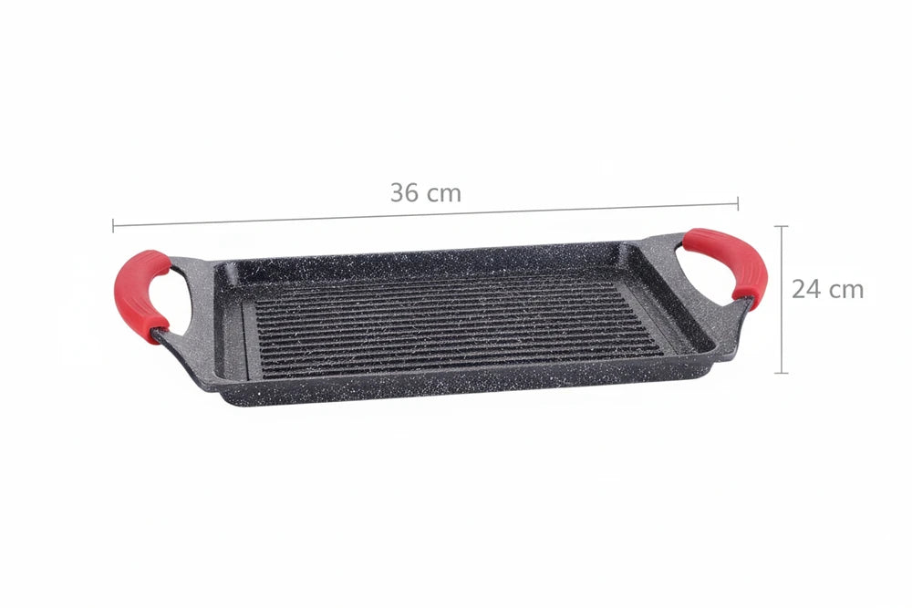 Euronovità EN-22134 Grill Pan, Stone, Black, 36x24x3 cm