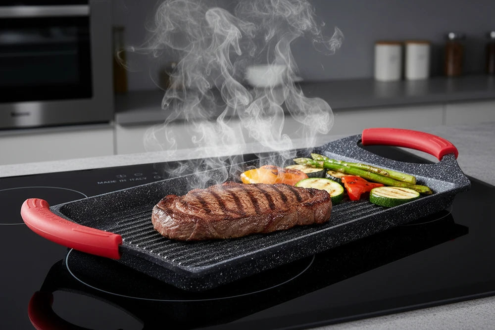 Euronovità EN-22134 Grill Pan, Stone, Black, 36x24x3 cm