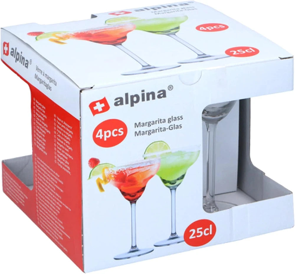 Set di 4 bicchieri da cocktail in vetro a margarita da 250 ml