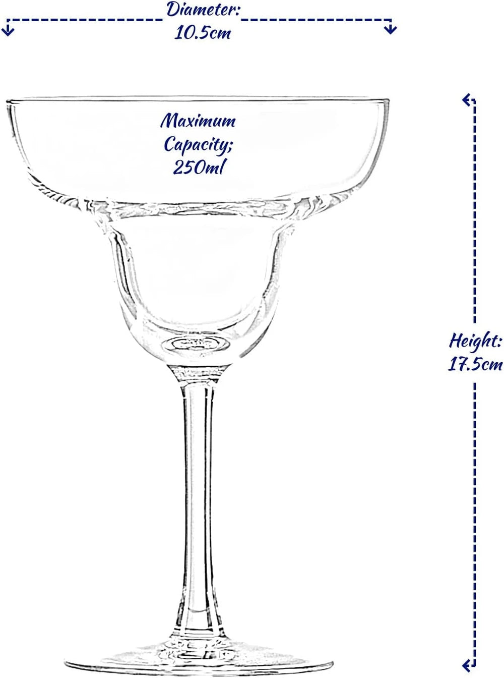 Set di 4 bicchieri da cocktail in vetro a margarita da 250 ml