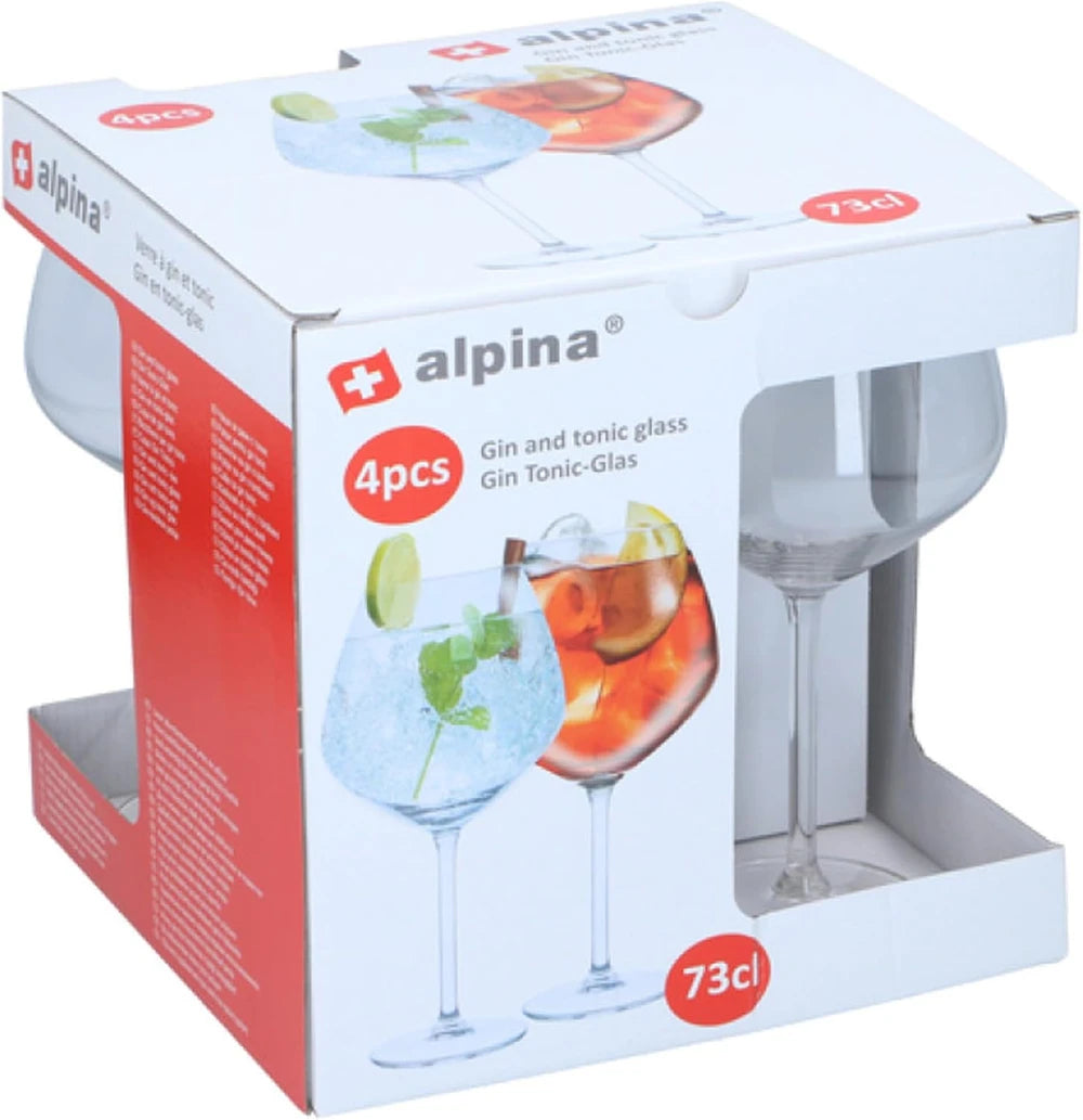 Set 4 Bicchieri Gin Tonic 730ml Copa Balloon Vetro Alpina