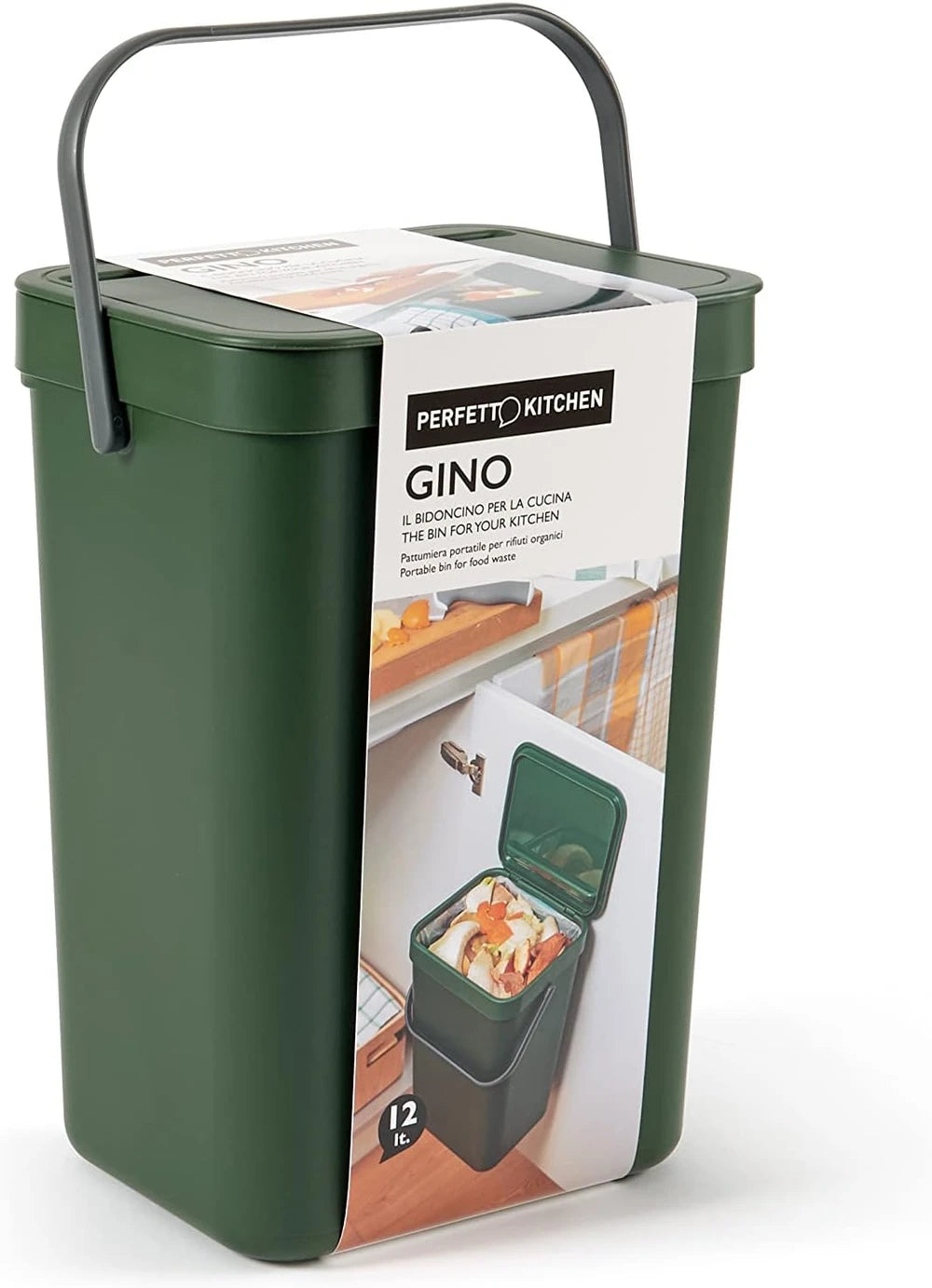 Perfect HANGING WASTE BIN FOR WET / ORGANIC WASTE - GINO collection - 12 lt. 2 Colors