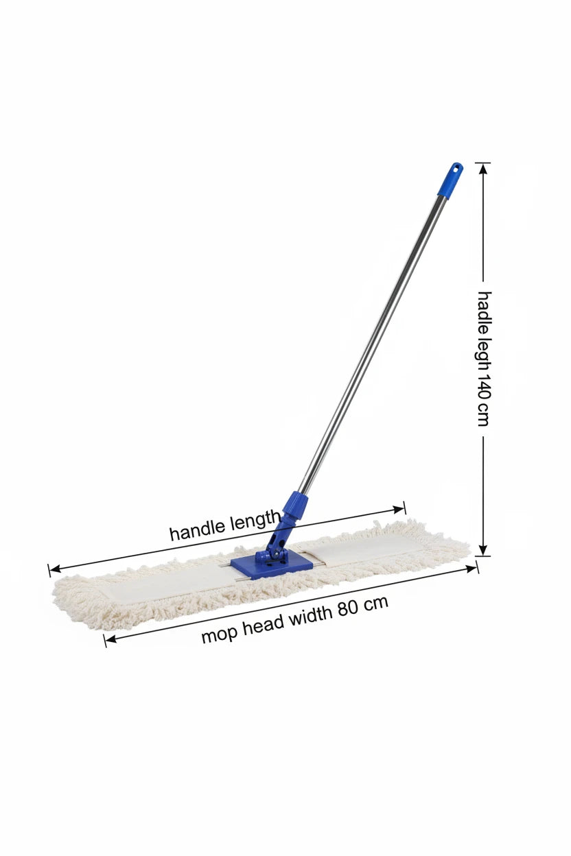 Scopa Industriale a Frange Cotone 80cm con Manico Alluminio 140cm