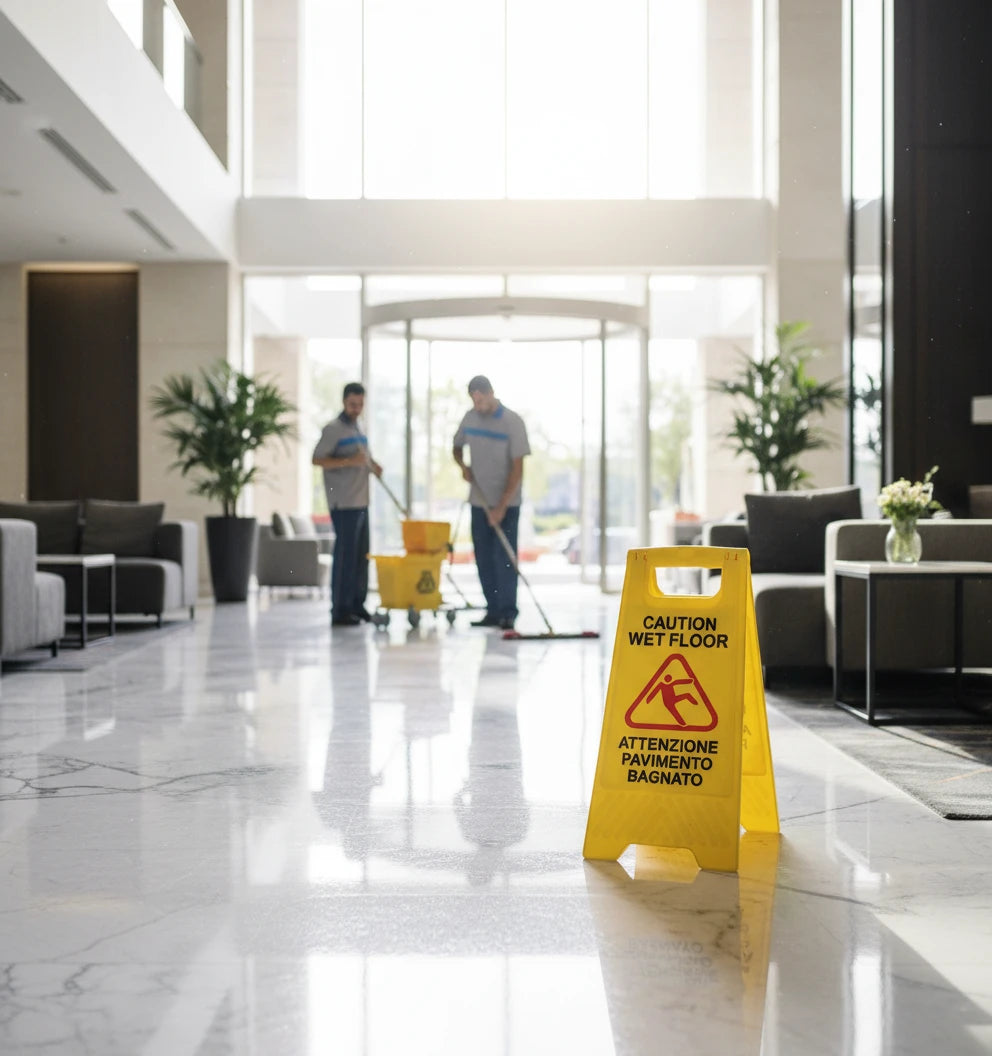 Cartello Pavimento Bagnato Wet Floor Giallo Segnale di Pericolo