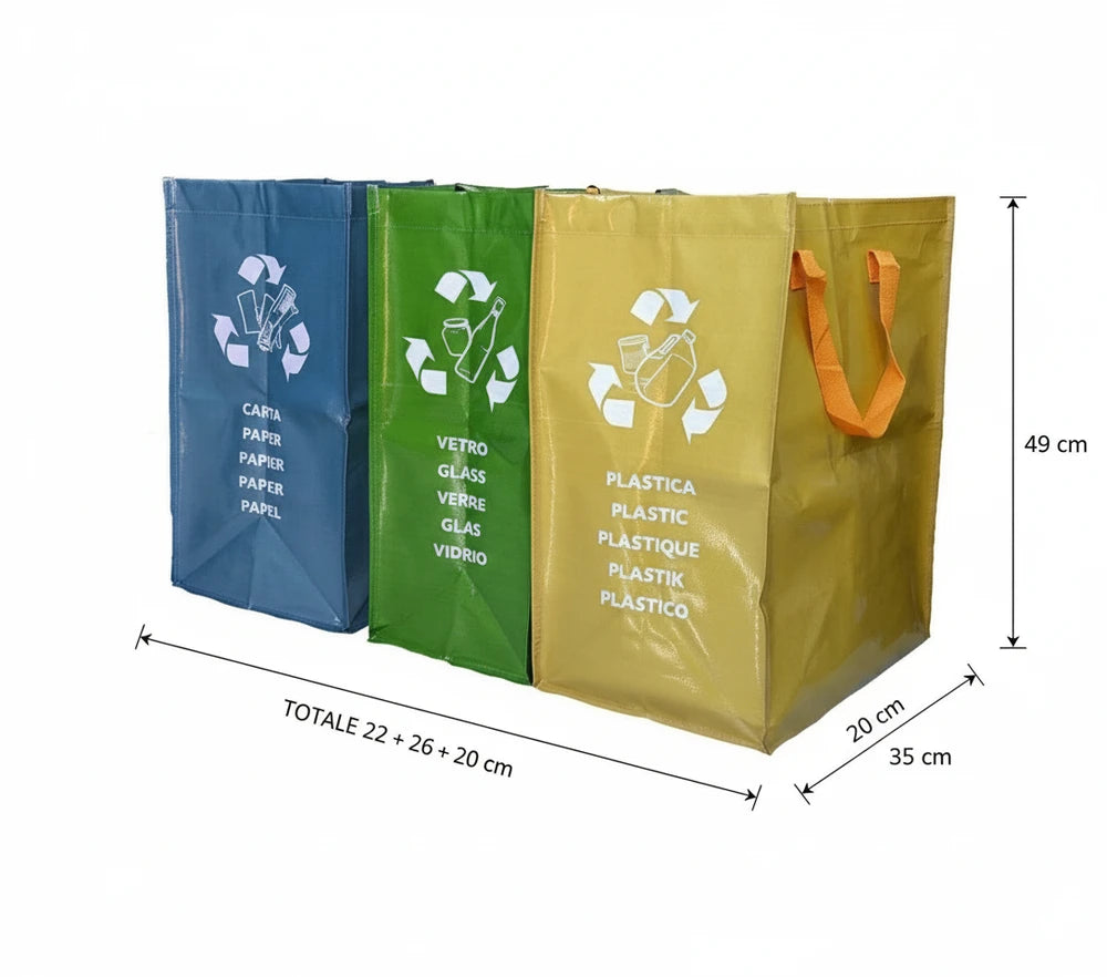 Set 4 Pattumiere Raccolta Differenziata 172L + Omaggio 62L