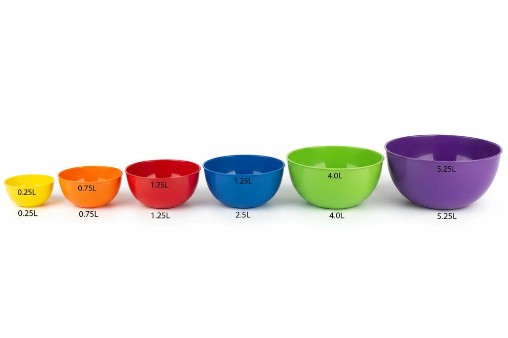 Set 6 Ciotole Plastica Impilabili Multicolore 6 Misure