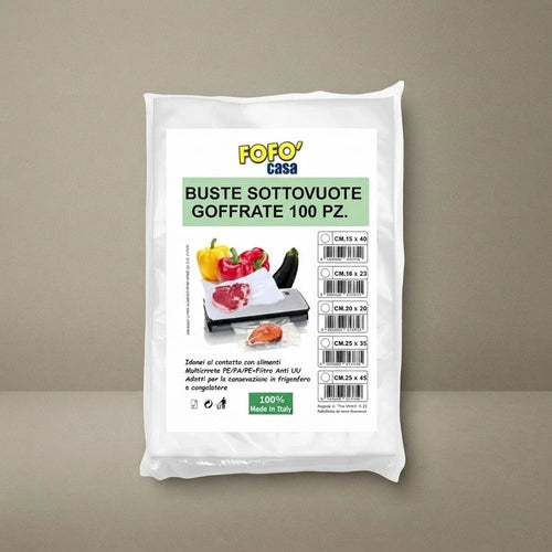 100 Buste Sottovuoto Alimenti  Goffrate Varie Misure