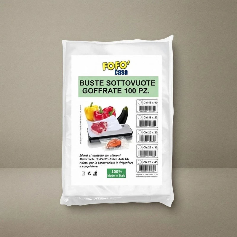 100 Buste Sottovuoto Alimenti  Goffrate Varie Misure